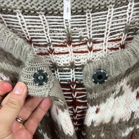 Free People Brown Frosted Fair Isle Cardigan Sweater Small Wool Mohair Blend - Picture 7 of 12